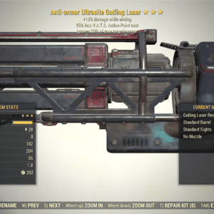Screenshot of a Fallout 76 item for PC & Steam players, showing the stats.