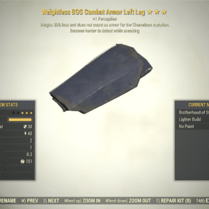Screenshot of a Fallout 76 item for PC & Steam players, showing the stats.