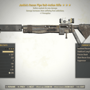 Screenshot of a Fallout 76 item for PC & Steam players, showing the stats.