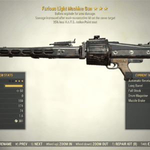 Screenshot of a Fallout 76 item for PC & Steam players, showing the stats.