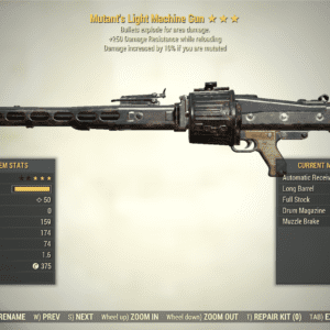 Screenshot of a Fallout 76 item for PC & Steam players, showing the stats.
