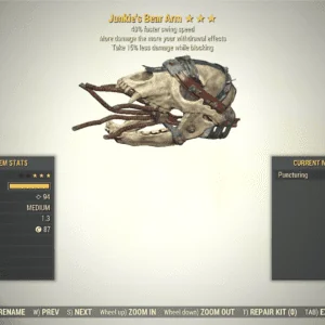 Screenshot of a Fallout 76 item for PC & Steam players, showing the stats.