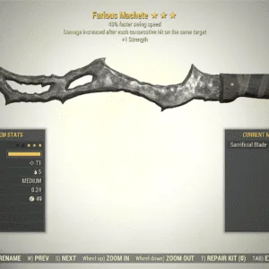 Screenshot of a Fallout 76 item for PC & Steam players, showing the stats.