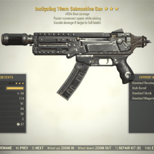 Screenshot of a Fallout 76 item for PC & Steam players, showing the stats.