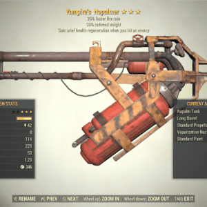 Screenshot of a Fallout 76 item for PC & Steam players, showing the stats.