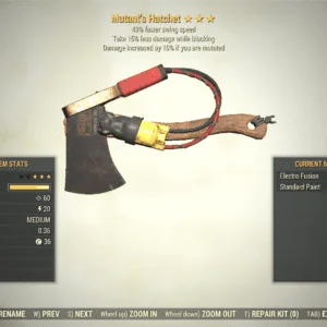 Screenshot of a Fallout 76 item for PC & Steam players, showing the stats.