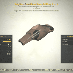 Screenshot of a Fallout 76 item for PC & Steam players, showing the stats.