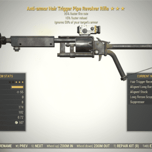 Screenshot of a Fallout 76 item for PC & Steam players, showing the stats.
