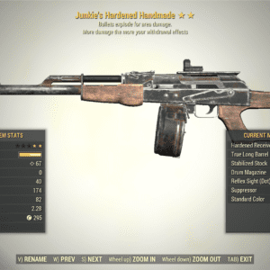 Screenshot of a Fallout 76 item for PC & Steam players, showing the stats.