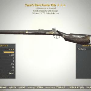 Screenshot of a Fallout 76 item for PC & Steam players, showing the stats.