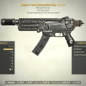 Screenshot of a Fallout 76 item for PC & Steam players, showing the stats.