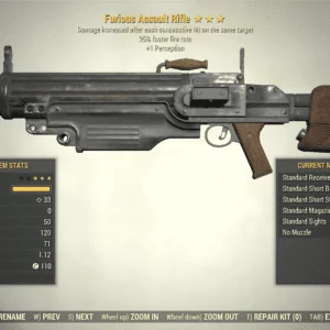 Screenshot of a Fallout 76 item for PC & Steam players, showing the stats.