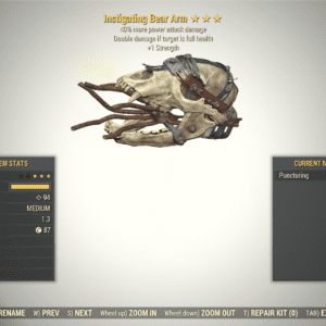 Screenshot of a Fallout 76 item for PC & Steam players, showing the stats.