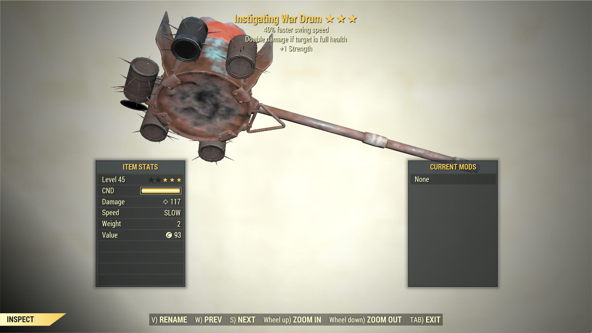 Screenshot of a Fallout 76 item for PC & Steam players, showing the stats.
