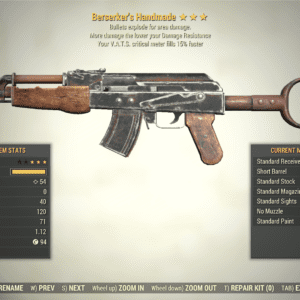 Screenshot of a Fallout 76 item for PC & Steam players, showing the stats.