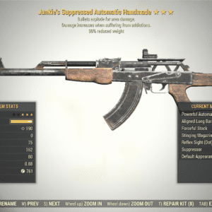 Screenshot of a Fallout 76 item for PC & Steam players, showing the stats.