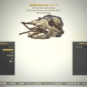 Screenshot of a Fallout 76 item for PC & Steam players, showing the stats.
