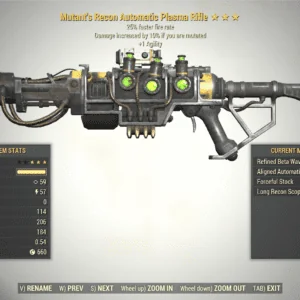 Screenshot of a Fallout 76 item for PC & Steam players, showing the stats.