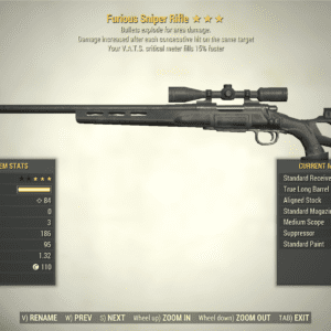 Screenshot of a Fallout 76 item for PC & Steam players, showing the stats.
