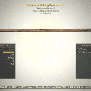 Screenshot of a Fallout 76 item for PC & Steam players, showing the stats.
