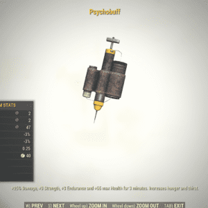 Screenshot of a Fallout 76 item for PC & Steam players, showing the stats.
