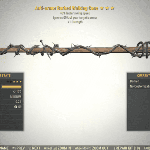 Screenshot of a Fallout 76 item for PC & Steam players, showing the stats.