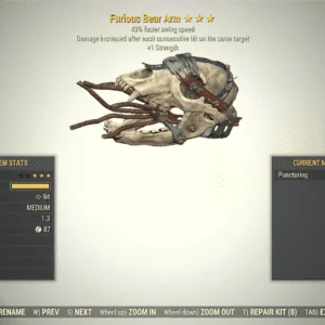 Screenshot of a Fallout 76 item for PC & Steam players, showing the stats.