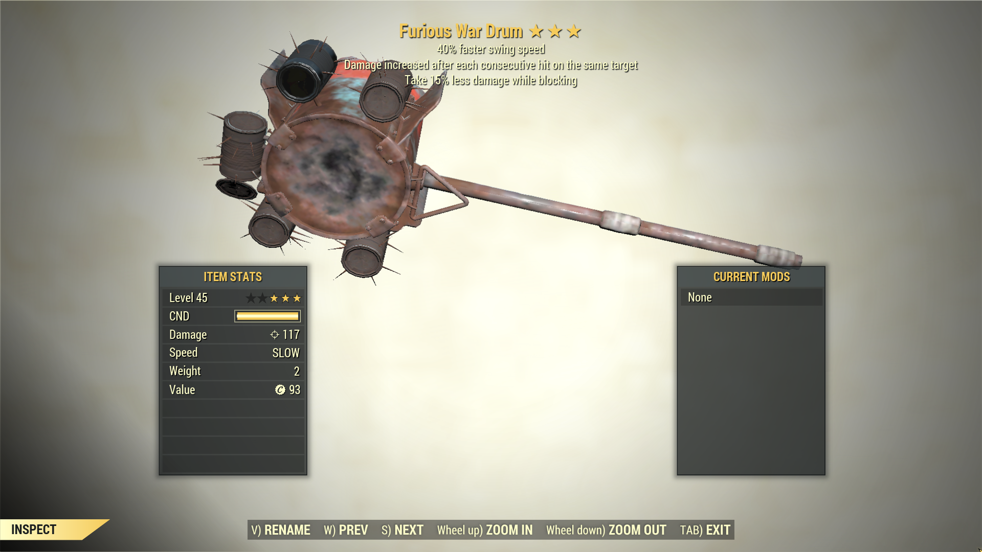Screenshot of a Fallout 76 item for PC & Steam players, showing the stats.