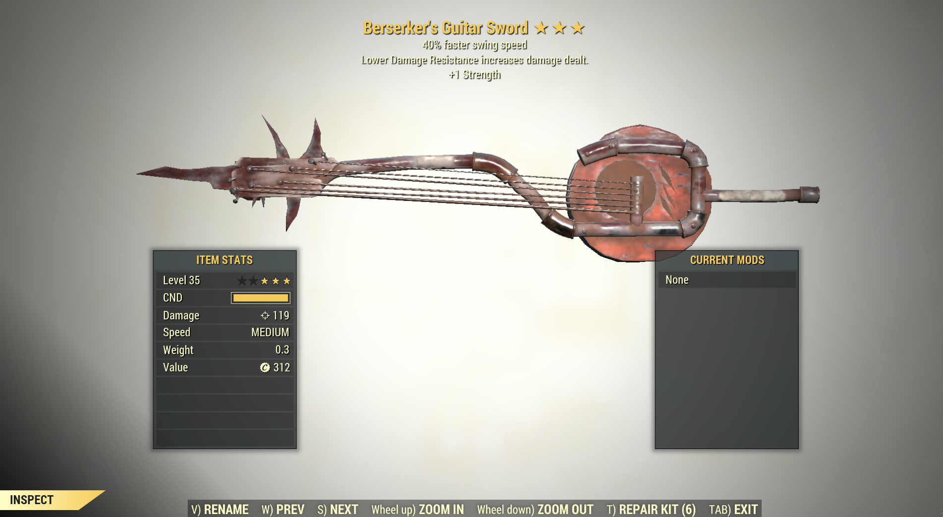Screenshot of a Fallout 76 item for PC & Steam players, showing the stats.