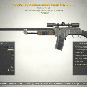 Screenshot of a Fallout 76 item for PC & Steam players, showing the stats.