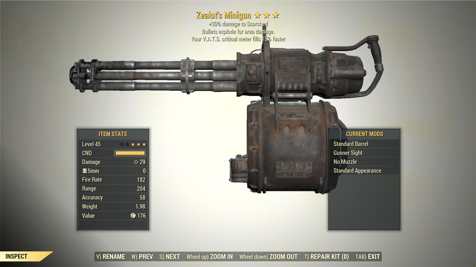 Screenshot of a Fallout 76 item for PC & Steam players, showing the stats.