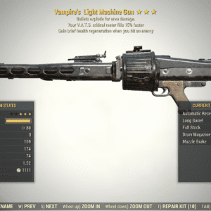 Screenshot of a Fallout 76 item for PC & Steam players, showing the stats.