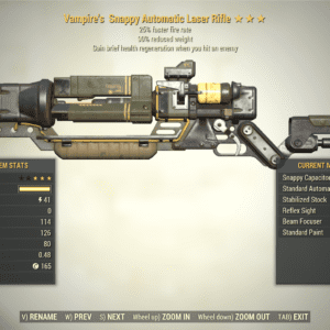 Screenshot of a Fallout 76 item for PC & Steam players, showing the stats.