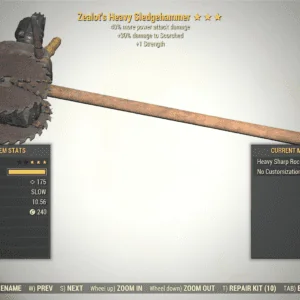 Screenshot of a Fallout 76 item for PC & Steam players, showing the stats.
