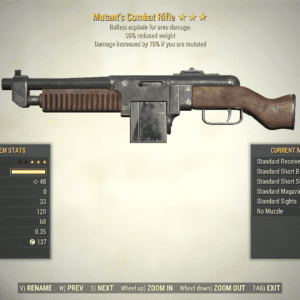 Screenshot of a Fallout 76 item for PC & Steam players, showing the stats.