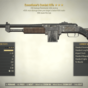 Screenshot of a Fallout 76 item for PC & Steam players, showing the stats.