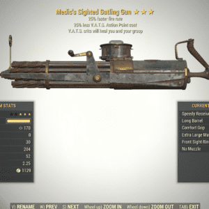 Screenshot of a Fallout 76 item for PC & Steam players, showing the stats.