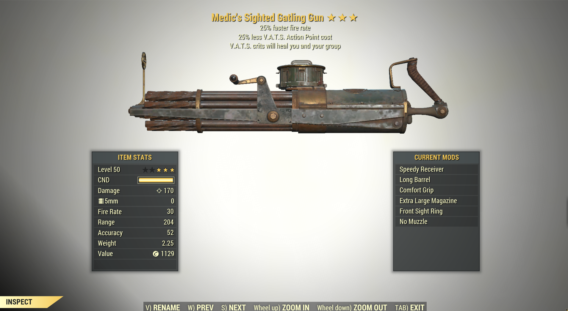 Screenshot of a Fallout 76 item for PC & Steam players, showing the stats.