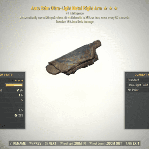 Screenshot of a Fallout 76 item for PC & Steam players, showing the stats.