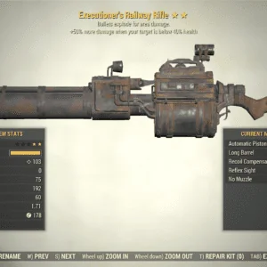 Screenshot of a Fallout 76 item for PC & Steam players, showing the stats.