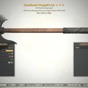 Screenshot of a Fallout 76 item for PC & Steam players, showing the stats.