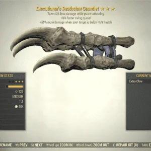 Screenshot of a Fallout 76 item for PC & Steam players, showing the stats.