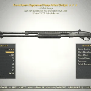 Screenshot of a Fallout 76 item for PC & Steam players, showing the stats.