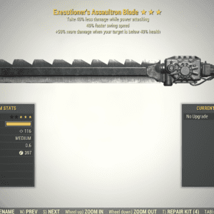 Screenshot of a Fallout 76 item for PC & Steam players, showing the stats.