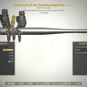Screenshot of a Fallout 76 item for PC & Steam players, showing the stats.