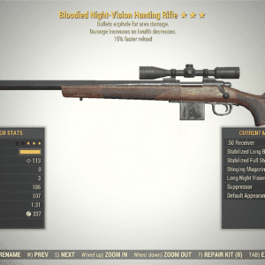 Screenshot of a Fallout 76 item for PC & Steam players, showing the stats.