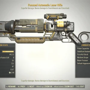 Screenshot of a Fallout 76 item for PC & Steam players, showing the stats.