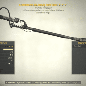 Screenshot of a Fallout 76 item for PC & Steam players, showing the stats.