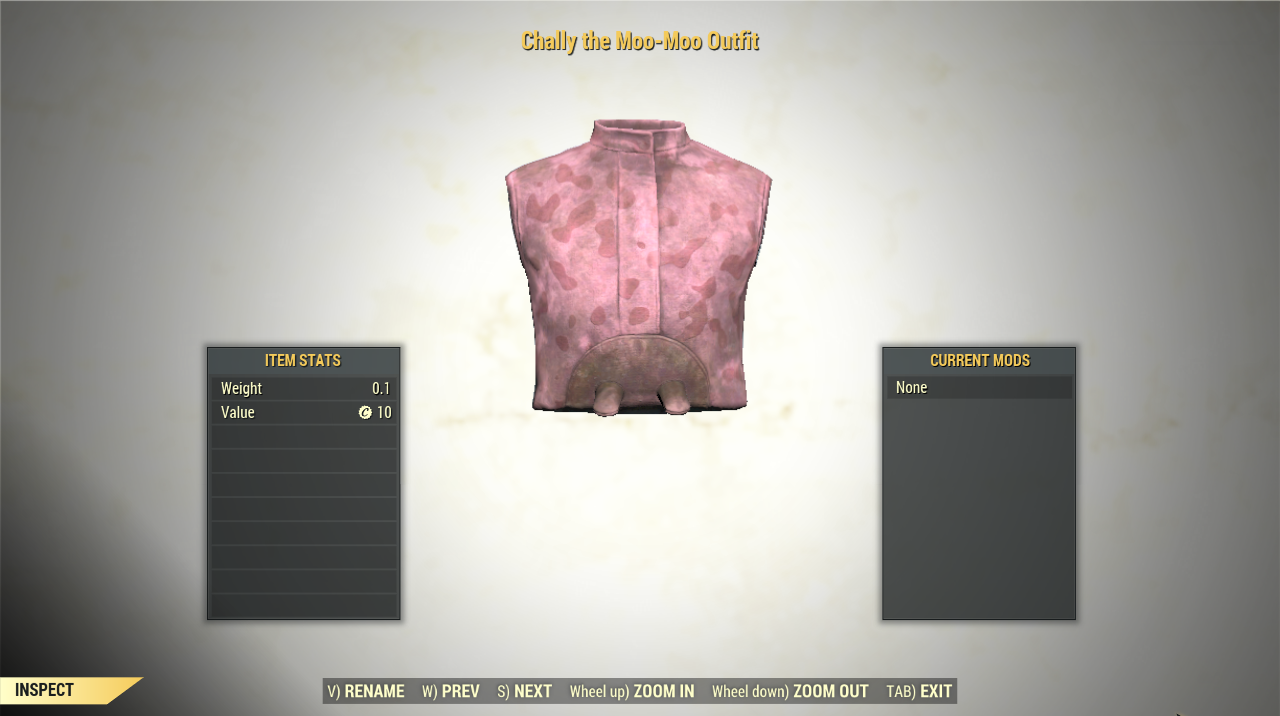 Screenshot of a Fallout 76 item for PC & Steam players, showing the stats.