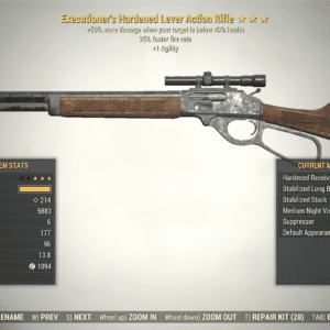 Screenshot of a Fallout 76 item for PC & Steam players, showing the stats.
